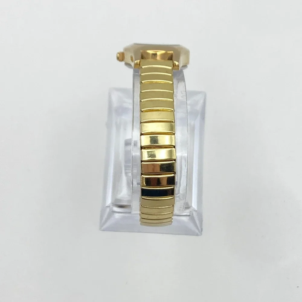 Vintage Armitron Women's Watch Gold Tone Diamond Stretch Band New Battery 6.75
